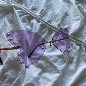 SHEIN Lilac-Purple Butterfly Sunglasses